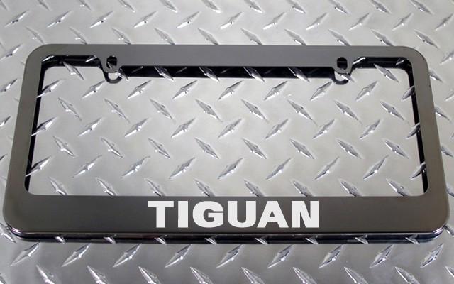 1 brand new volkswagen tiguan gunmetal license plate frame +screw caps