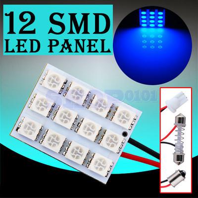 12 smd 5050 blue light panel t10 ba9s festoon dome led interior bulb lamp