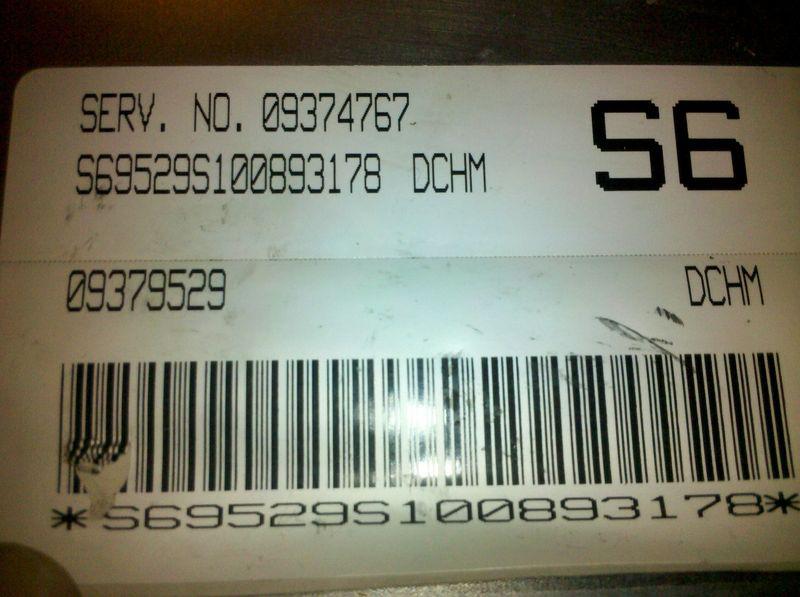 99-01 daewoo leganza ecm id# 09374767 dchm s6 engine control module s6 dchm