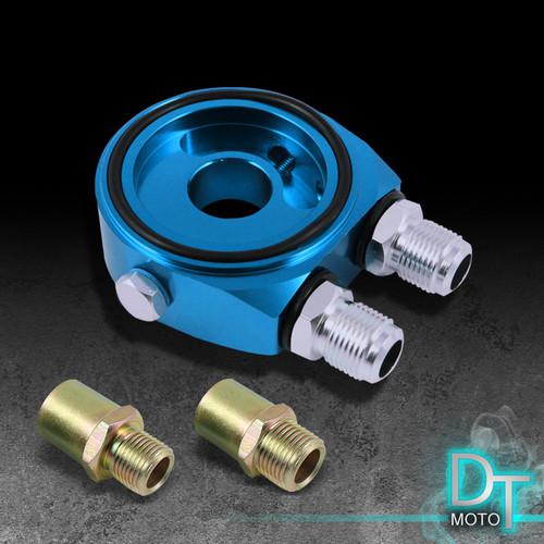 Aluminum blue oil cooler/gauge sandwich filter adapter sender m20 3/4" 16 thread