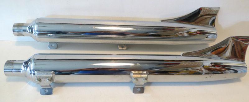 ~ 2 nice harley davidson fls1340 fishtail muffler exhaust pipes ~ 65655-97 ~ 