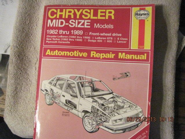 Haynes repair manual 82-89 chrysler lebaron 82-88 new yorker dodge 400 600