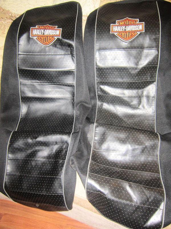 Genuine harley davidson vinyl and cloth bucket seat covers set of 2