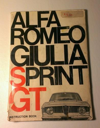 Original vintage alfa romeo 1960's - alfa romeo giulia gt instruction book