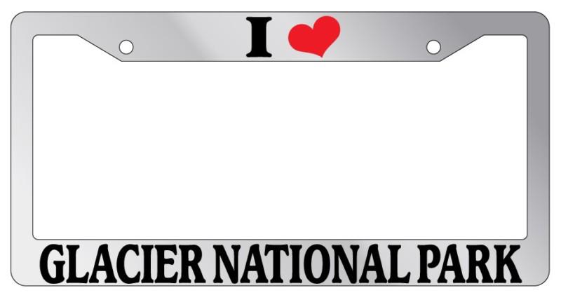 Chrome license plate frame i heart glacier national park auto accessory novelty