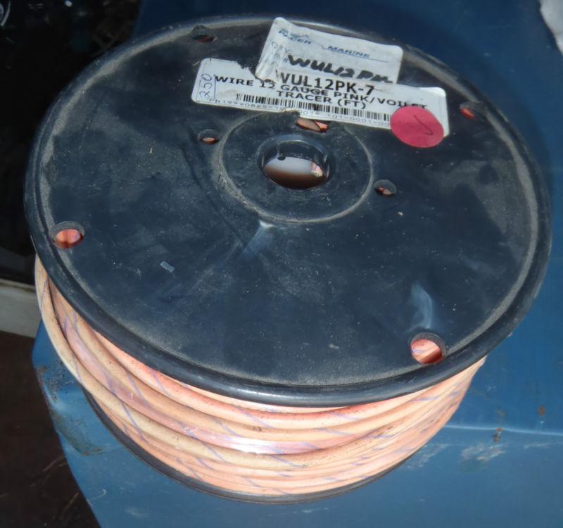 12awg gauge pink w/ blue tracer wire, marine tinned, 250' roll single strand