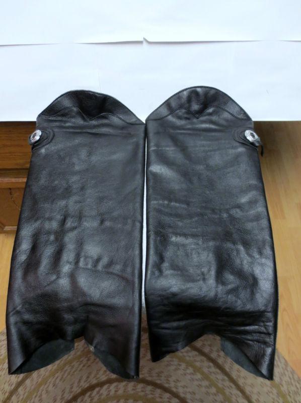 Fmc men's/women's black leather half chaps  size m/l