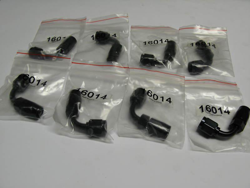 8 pack -4 an 90º elbow female swivel hose end black fuel oil air fitting