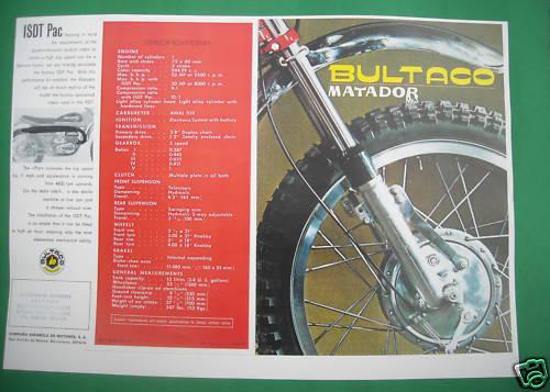 Bultaco matador mk3, photocopy factory sales brochure 