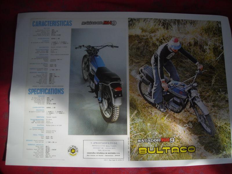 Bultaco matador mk9 350cc, 140m, photocopy factory sales brochure,original size