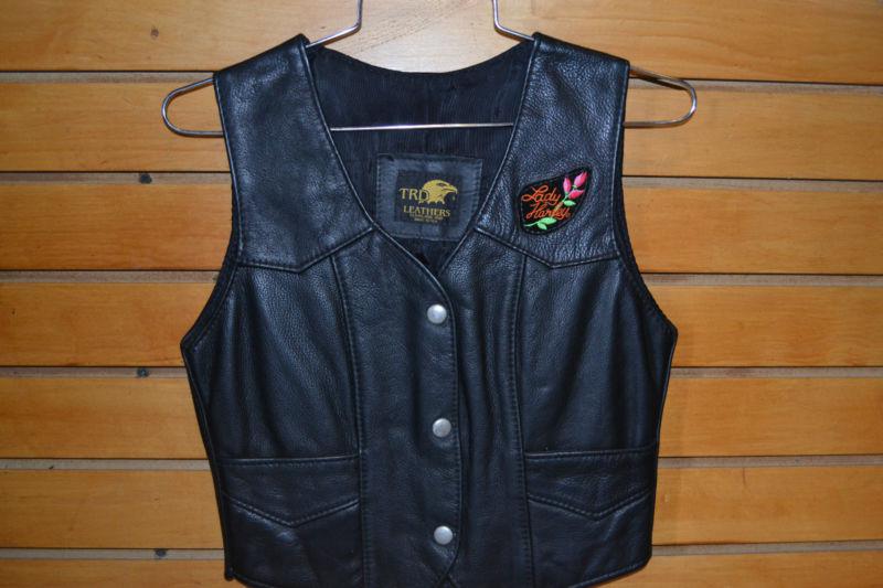 Nos womens motorcycle vest w/patches lady harley davidson small 