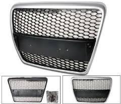 Rs-style front mesh grille grill for audi 2005-2007 a6 c6 pre-facelift silver 06