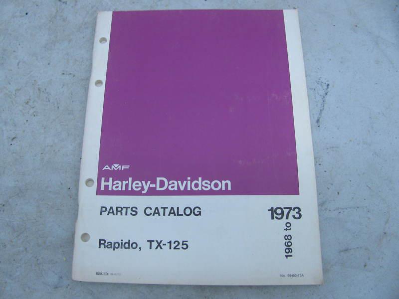 Harley 1968 to 1973 parts catalog rapido tx-125 99450-73a & supplement 99450-75