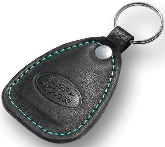 New leather black / turquoise keychain car logo land rover auto emblem keyring