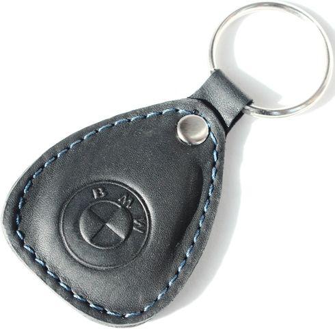 New leather black keychain car logo bmw auto emblem keyring