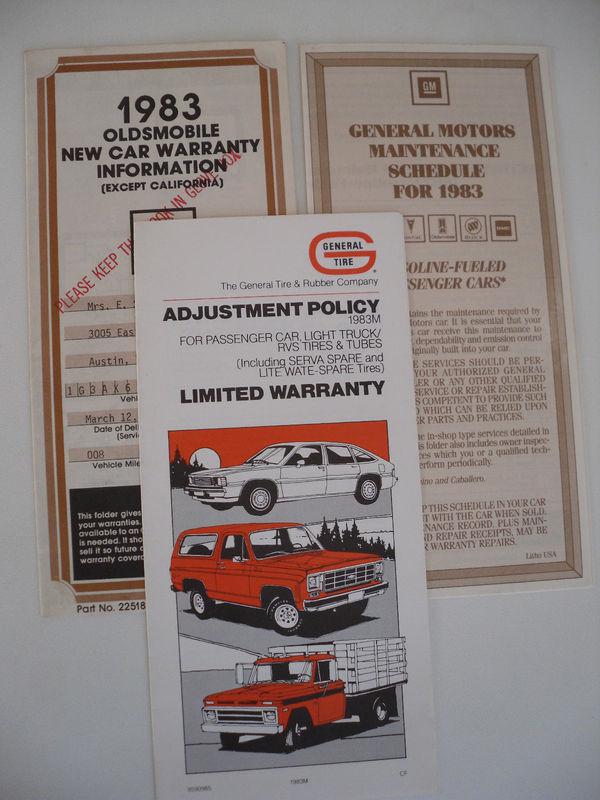 1983 oldsmobile warranty maint schedule general tire austin texas  charles maund