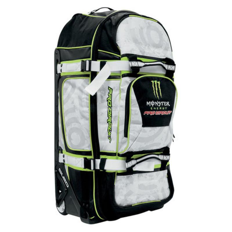 Pro circuit monster rig roller gear bag,white/black/green,34"h x16.5"w x15.25"d