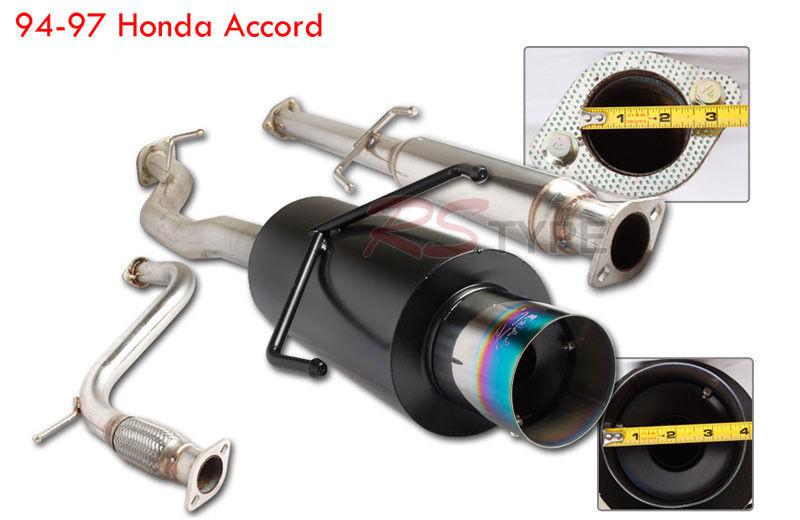 1994-1997 honda accord 2/4dr black catback exhaust system rainbow burnt tip