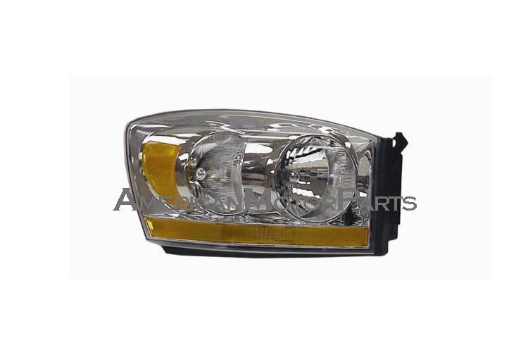 Passenger side replacement headlight w/o black bezel 06-06 dodge ram new model