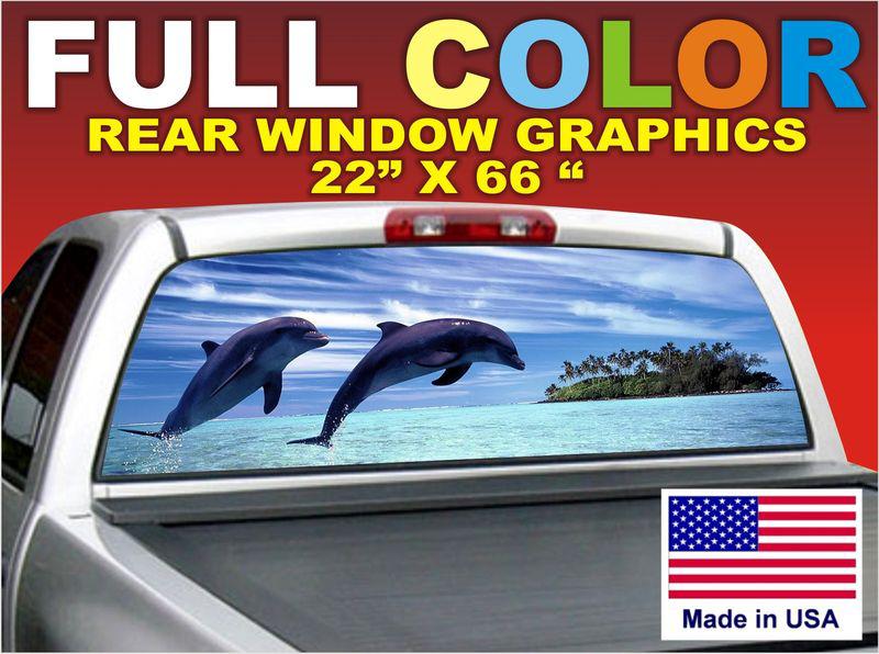 -dolphin- 66"x22" sign rear window graphic decal tint dodge ford chevy truck car