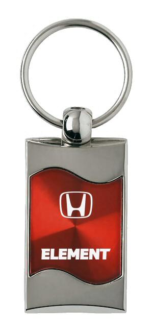 Honda element red rectangular wave metal key chain ring tag key fob logo lanyard