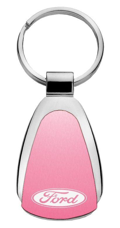 Ford pink tear drop metal keychain car key ring tag key fob logo lanyard