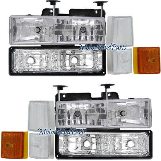 94-98 sierra gmc c/k headlights+bumper+corner lamps