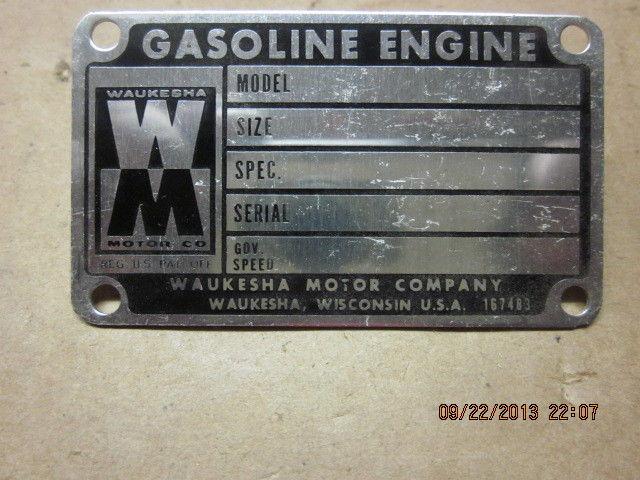 Waukesha engine metal tag small
