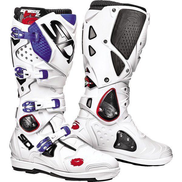 White/blue 45 sidi crossfire 2 srs boots