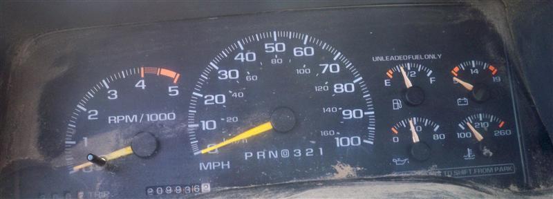 95 chevy 1500 pickup speedometer gasoline at 8 cyl cluster c013ng 70427