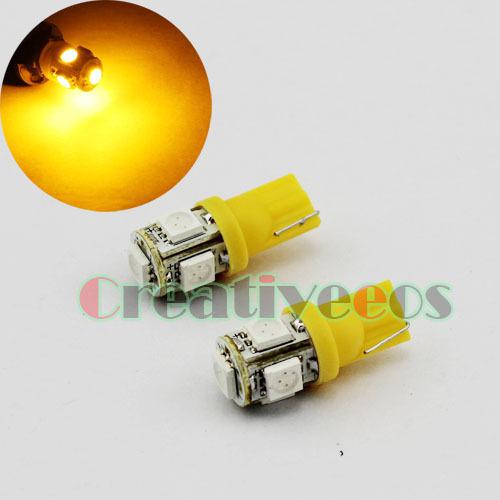 4*t10 194 w5w 5smd 5050 3chips led wedge light yellow