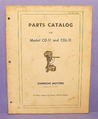 Original 1959 johnson outboard motor models cd-11 & cdl-11 parts catalog