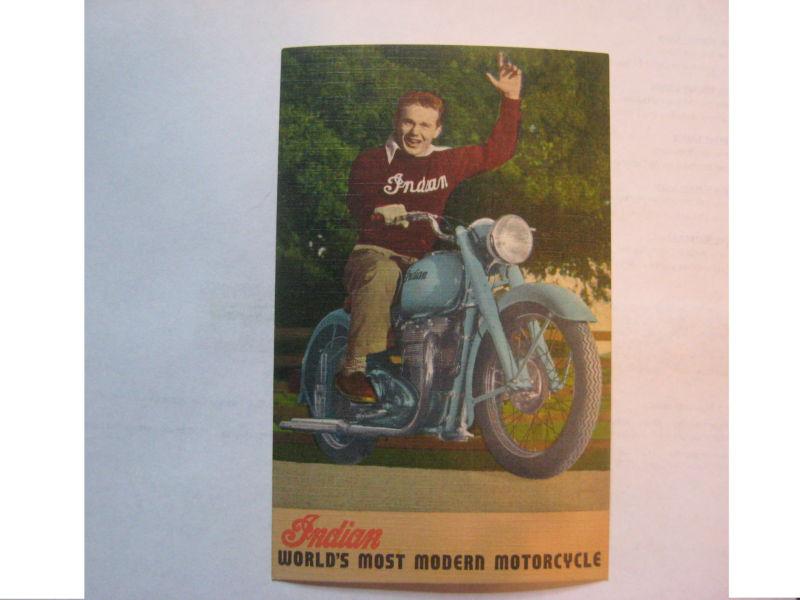 Vintage original indian arrow scout motorcycle advertising post card nos