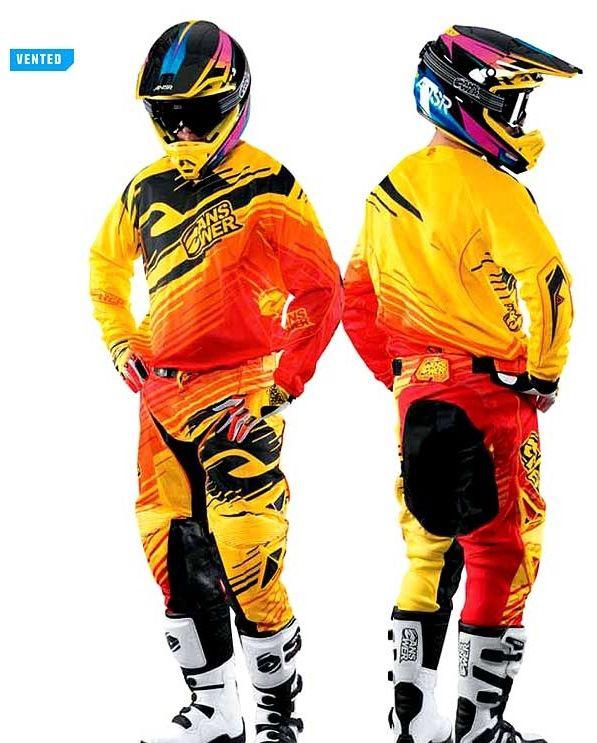 Answer alpha air vented offroad gear jersey pant gloves yel/red motocross