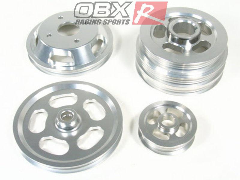 Obx billet aluminum power pulley set 95-99 nissan 240sx ka24de silver