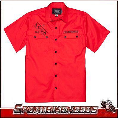 Icon kingsley workshirt new size small s sm red black t-shirt button up