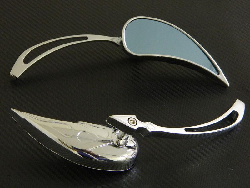 Chrome teardrop custom rearview mirrors for harley cruiser chopper motorcycle