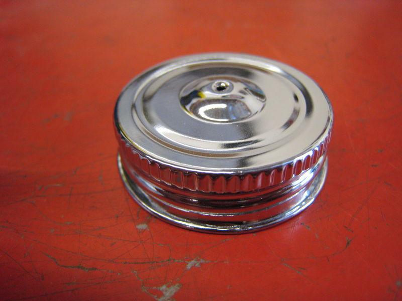 Vintage kart gas cap: chilton-rupp-mac;1-1/2" or 1-3/4"  new chrome cap, nice!!