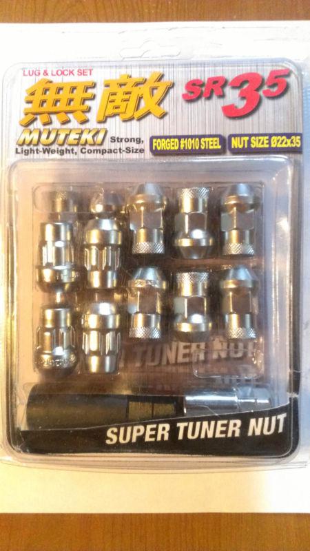 Muteki super tuner lug nut 32925sp chrome silver closed end 12 x 1.25