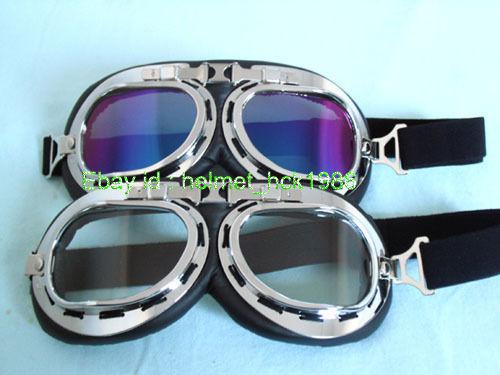 2 motorcycle scooter pilot steampunk cruiser clear + colour lens cycling goggles