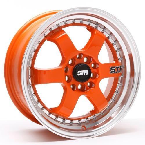 (new) set of 4 17" str orange wheels/ rims w/ 2-1/2 lip 5 lug