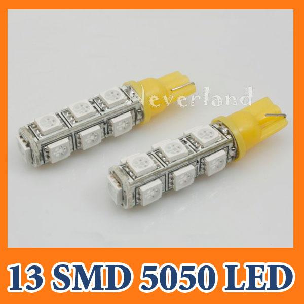 2x t10 168 194 w5w 5050 13 smd led car back up wedge side light lamp bulb yellow