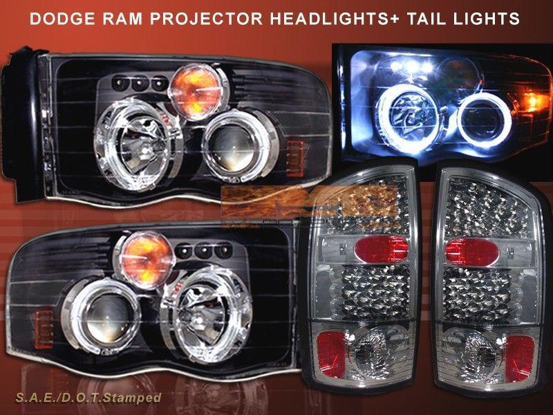 2002 - 2005 dodge ram 1500/2500/3500 dual halo led projector + led tl smoke