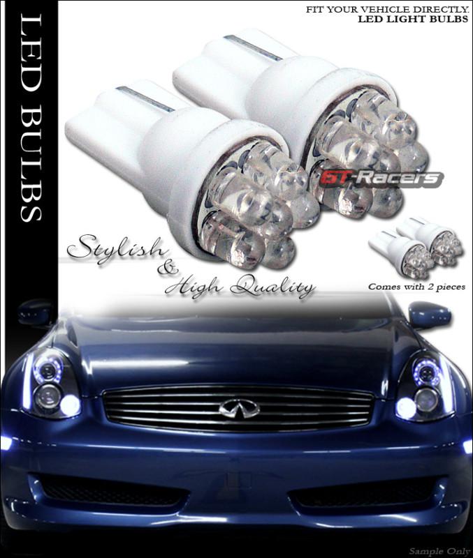 2x xenon white t10 wedge 6x led interior/glove box/dome/map light lamp bulbs