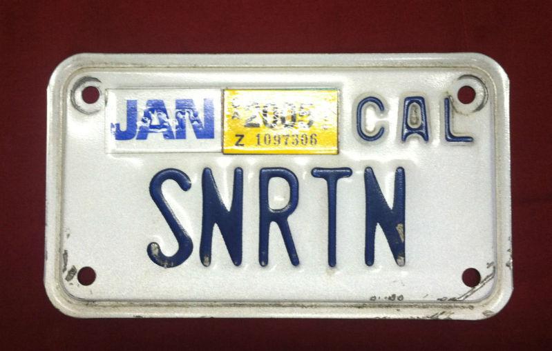  vanity license plate "snrtn" california 2005