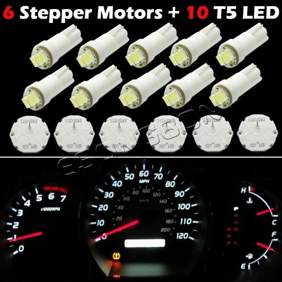 6x gm gmc stepper motor x27.168 speedometer gauges cluster w/10 white 3 smd led 