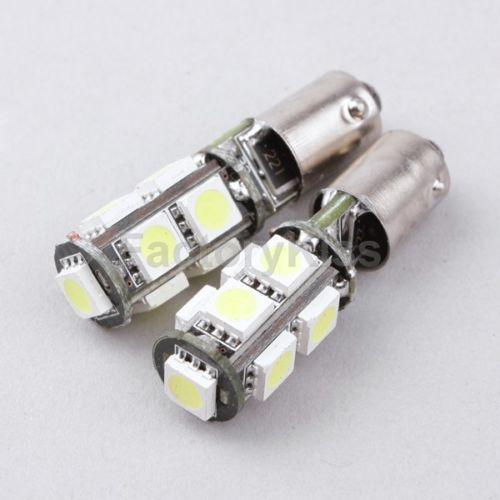 Fk 2x car bulbs canbus error-free ba9s 9-led 5050 smd white light #517