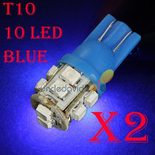 2x blue 10 smd led t10 168 194 w5w car interior light bulb side wedge lamp