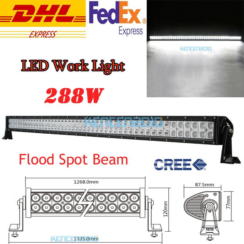 4wd awd cree led work light driving off-road 288w car flood spot beam atv truck