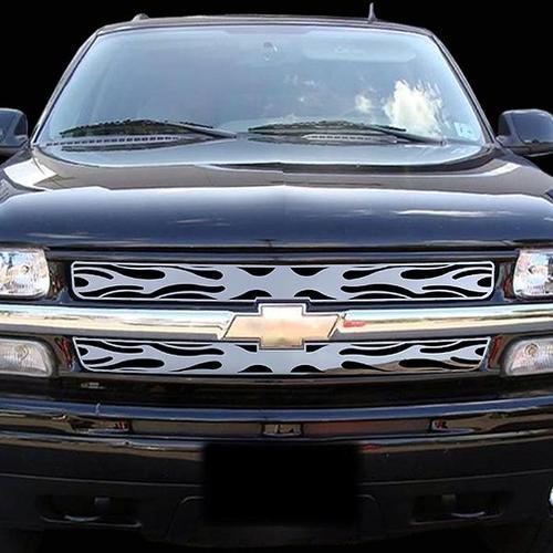 Chevy suburban 00-06 horizontal flame polished stainless grill insert trim cover